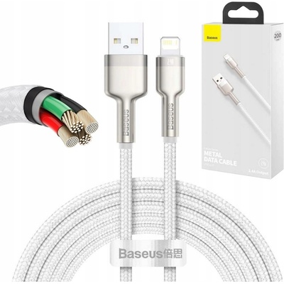 Baseus CALJK-B02 Opletený datový a nabíjecí USB/Lightning 12W, 2m, bílý
