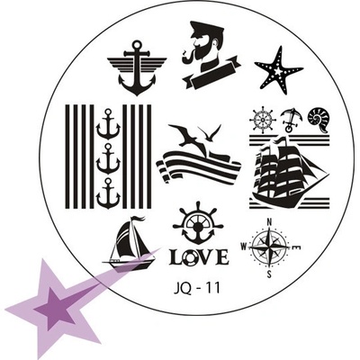Starnails Razítkovací destička JQ11 Plachetnice moře kotvy