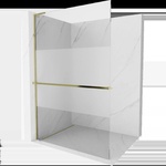 Mexen Kioto+ L душ панел с рафт Walk-in 110 x 200 cm, прозрачен/матов, златен - 800-110-123-50-35 (800-110-123-50-35)