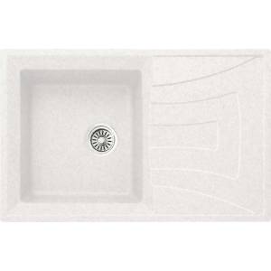 Inter Ceramic Кухненска мивка 8104 Бяла, Inter Ceramic, мивка с плот, със сифон, 78x50х20см (8104 WHITE) Мивка за вграждане