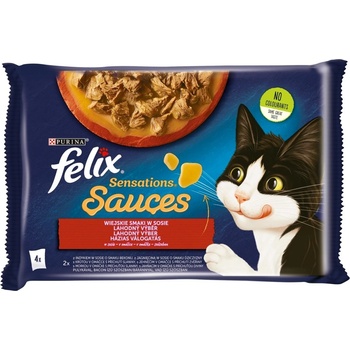 Felix Sensations Sauces výběr v omáčce s krůtou a jehněčím 12 x 4 x 85 g