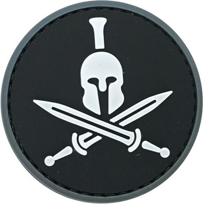 WARAGOD Nášivka 3D Round Spartan Molon Labe čierna 6cm