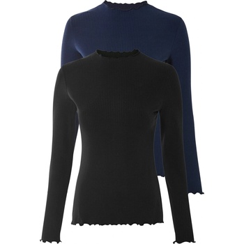 esmara® Dámske tričko s dlhým rukávom 2 kusy čierna modrá