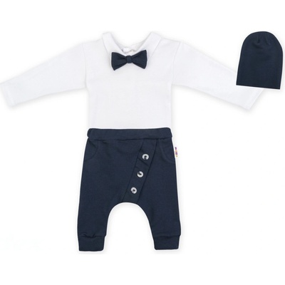 Baby Nellys 3-dielna sada Hubert body s motýlikom tepláčiky a čiapočka granát
