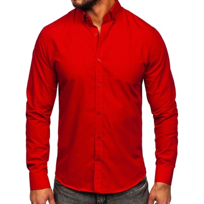 Červená pánska elegantná košeľa s dlhými rukávmi Bolf 5821-1