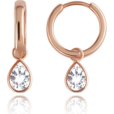 Minet Elegantní zlaté náušnice z růžového zlata s bílými zirkony JMG0269WRE00
