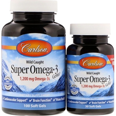 Carlson Labs Wild Caught Super Omega-3 Gems 1200 mg [100+30 Гел капсули]