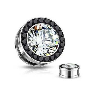 Šperky4U plug do ucha se zirkony PL01036-16B