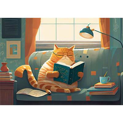 Yazz - Puzzle Cat and Books - 1 000 piese