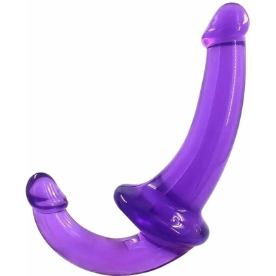 Double Strapless strap on dildo fialový