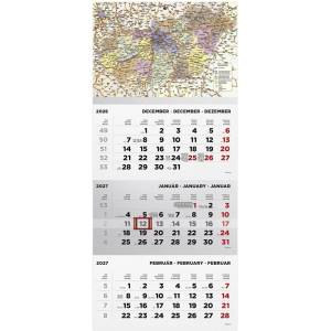 TopTimer Календар за спедитори toptimer t072, 1 блок, 3 месеца, карта на Унгария, 2027 г (t7200-020)