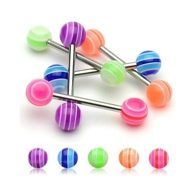 Šperky eshop piercing do jazyka UV Multicolor Ball W37.06 zelená