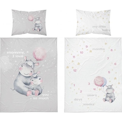 Detexpol obliečky Hroch Love grey 100 x 135 cm 40 x 60 cm