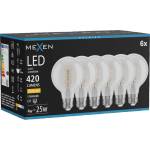 Mexen Vintis 6x LED крушка с нишка спирала E27, G80, 4W, Топла - 2700K, 420 lm, прозрачно (L165-E27-0427-00x06)