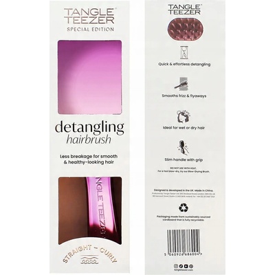 Tangle Teezer Ultimate Detangler Chrome plochá kefa na rovné a kučeravé vlasy Mauve Copper 1 ks