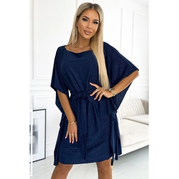 Numoco SOFIA Butterfly рокля с колан в талията - тъмно синьо със светещи елементи numoco | Sin Zlaten | ЖЕНИ | 2XL/3XL