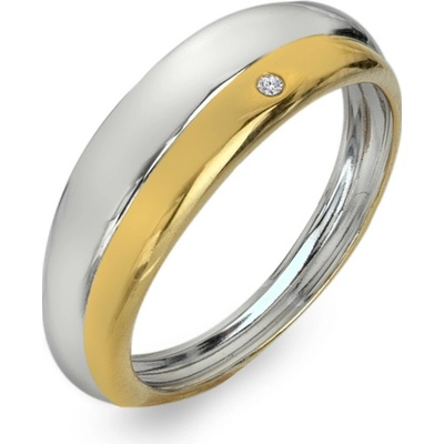 Hot Diamonds Bicolor stříbrný prsten s diamantem Droplet DR312