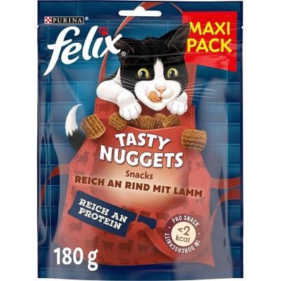 FELIX maškrty pre mačky Tasty Nuggets bohaté na hovädzie, s jahňacím 6x180 g