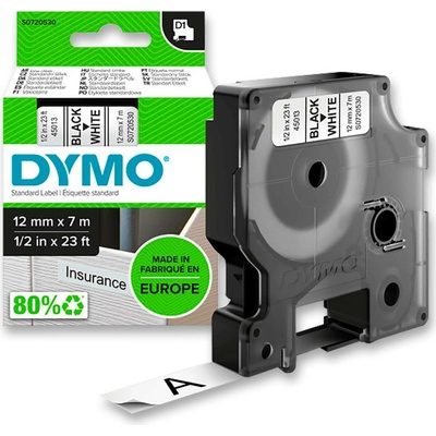Dymo D1 S0720530 - originální polyesterová páska - 12 mm × 7 m, černo-bílá