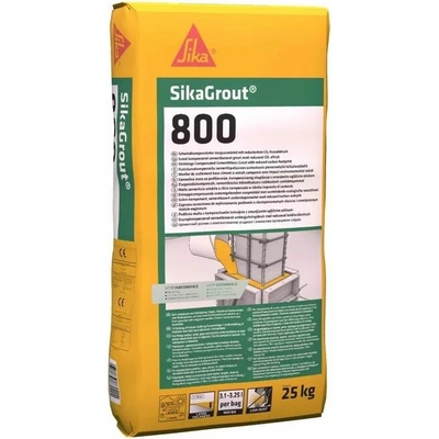 SikaGrout-800, Vysoko kvalitná cementová zálievková malta pre hrúbku 6 mm až 300 mm Balenie/hmotnosť: paleta 40 vriec=1000 kg