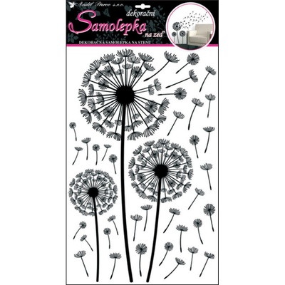 Anděl samolepky na zeď pampeliška černá 60 x 32 cm – Hledejceny.cz