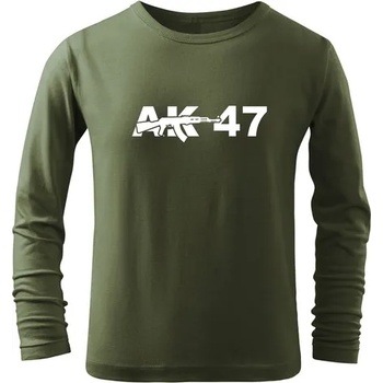 DRAGOWA детска тениска с дълъг ръкав ak47, маслиненозелена (7162)