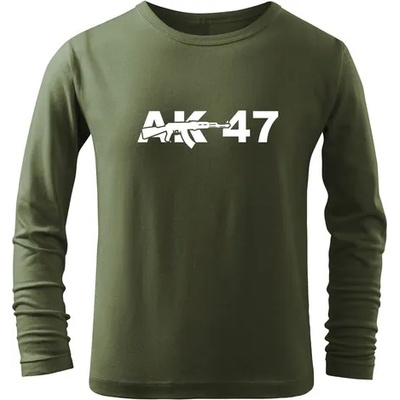 DRAGOWA детска тениска с дълъг ръкав ak47, маслиненозелена (7162)