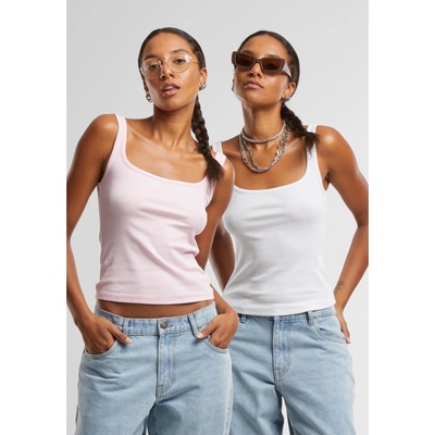 Urban Classics 2 Броя Дамски Потници Ladies Wide Neck Rib Top 2-Pack white+blushedrose XXLUB-TB7513A-20669 - Камуфлаж, размер L