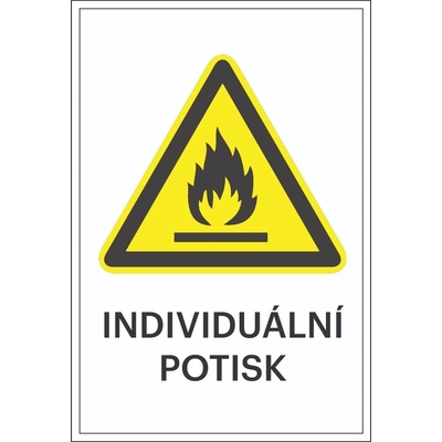 Varovné značení, varování před nebezpečím požáru, s možností individuálního textu – plast, 200×300 mm