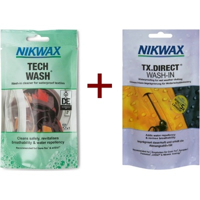 Nikwax Tech Wash 100ml + Nikwax TX.Direct Wash-in 100 ml