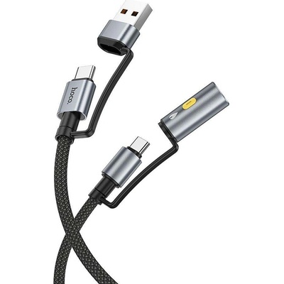 Hoco U138 All-In-One USB A Typ C na Typ C zapalovač 3A 60W 1,2m černý