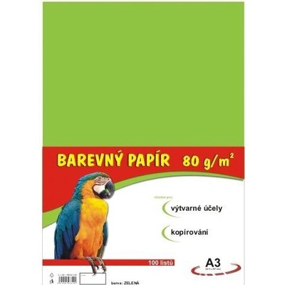 barevné papíry A3 80g 100ls světle zelené