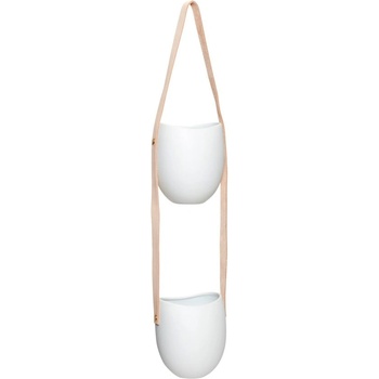 Hübsch Две керамични саксии за окачване с кожена каишка Ivy - Hübsch (140304)