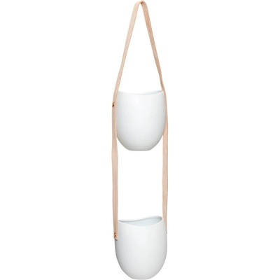 Hübsch Две керамични саксии за окачване с кожена каишка Ivy - Hübsch (140304)