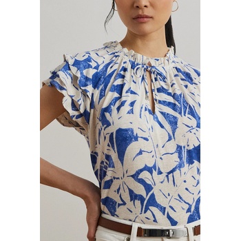 Ralph Lauren Ленена блуза Lauren Ralph Lauren дамска в синьо с десен 200976992 (200976992)