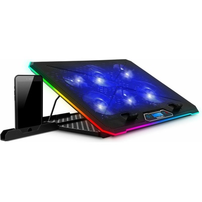 EVOLVEO Ania 9, chladící podložka pod notebook, 6x ventilátor, RGB obvodové podsvícení