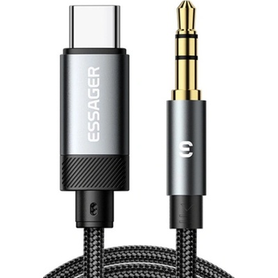 Essager ES-YP22 audio - 3,5 mm jack na USB-C 1m černý