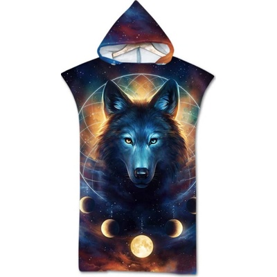 Textilomanie plážové pončo MOON WOLF barevné 80 x 145 cm