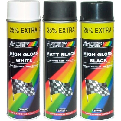Motip High Gloss Black černý lesklý akrylový lak 500 ml