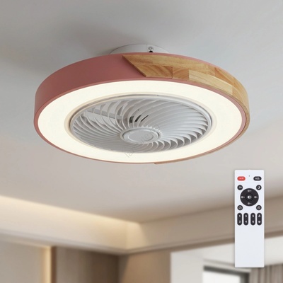 Brilagi - LED димируемо осветително тяло с вентилатор LED/38W/230V 50 см розово/дъб +дистанционно управление (BG4029)