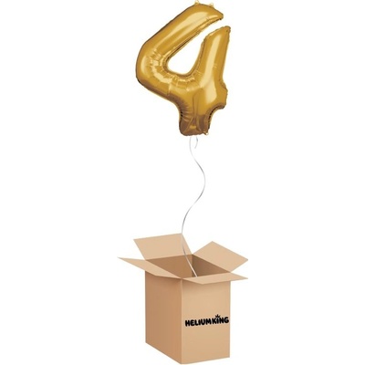 HeliumKing Balónový box Narodeninové číslo 4 zlatý 86 cm
