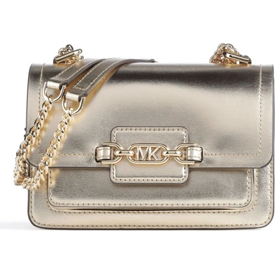 Michael Kors kožená crossbody kabelka Heater metalická zlatá