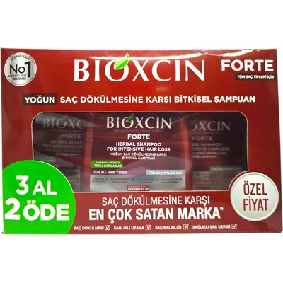 BIOXCIN шампоан за коса, 3х300мл, Forte, Билков шампоан против косопад
