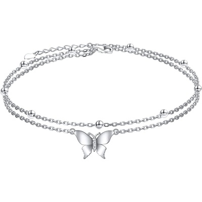 Silenti Jewelry Сребърна гривна за крак "Пеперуда