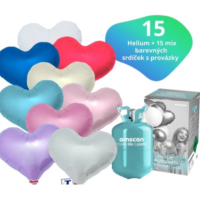Balonky.cz Helium set helium a balónky IBREX srdce mix barev