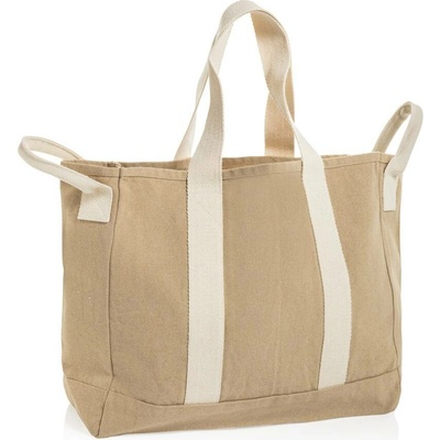 BEAU AWARE plážová taška recykl. plátno bočné ucho hnedá Beige