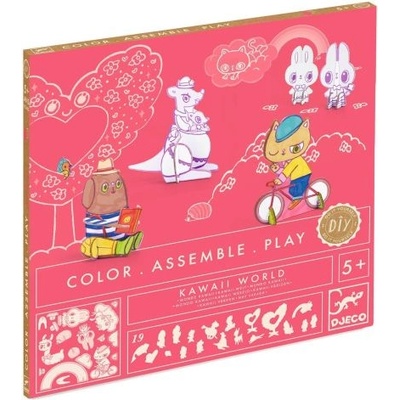 DJECO - Комплект сглоби, оцвети и играй - Kawaii world (DJ08007)