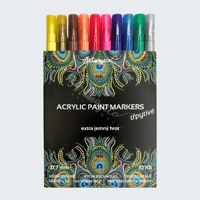 Artmagico Premium extra jemný hrot 0.7 mm metalické sada 16 ks