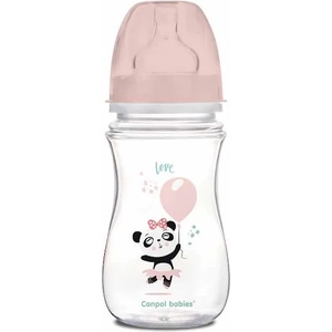 Canpol babies Антиколик шише Canpol - Exotic Animals, 240 ml, розова панда (35/221_pin) - baby