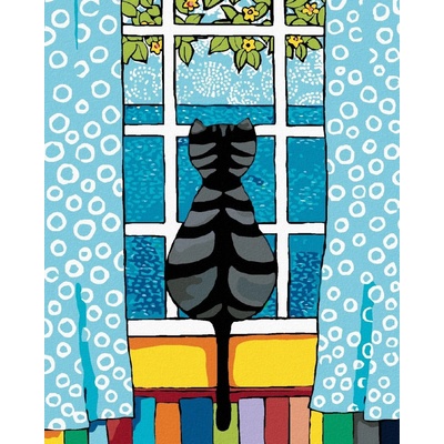 zuty Malování podle čísel Kočka za oknem 80 x 100 cm vypnuté plátno na rám 8596530012559